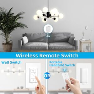 Wireless Dimmer Switch, Remote Light Switch and Receiver kit, Compatible with Alexa Voice Control, Smart Wall Switch Lighting Fixture for Ceiling Lights Pendant Lamps, Support 2.4G&5G
