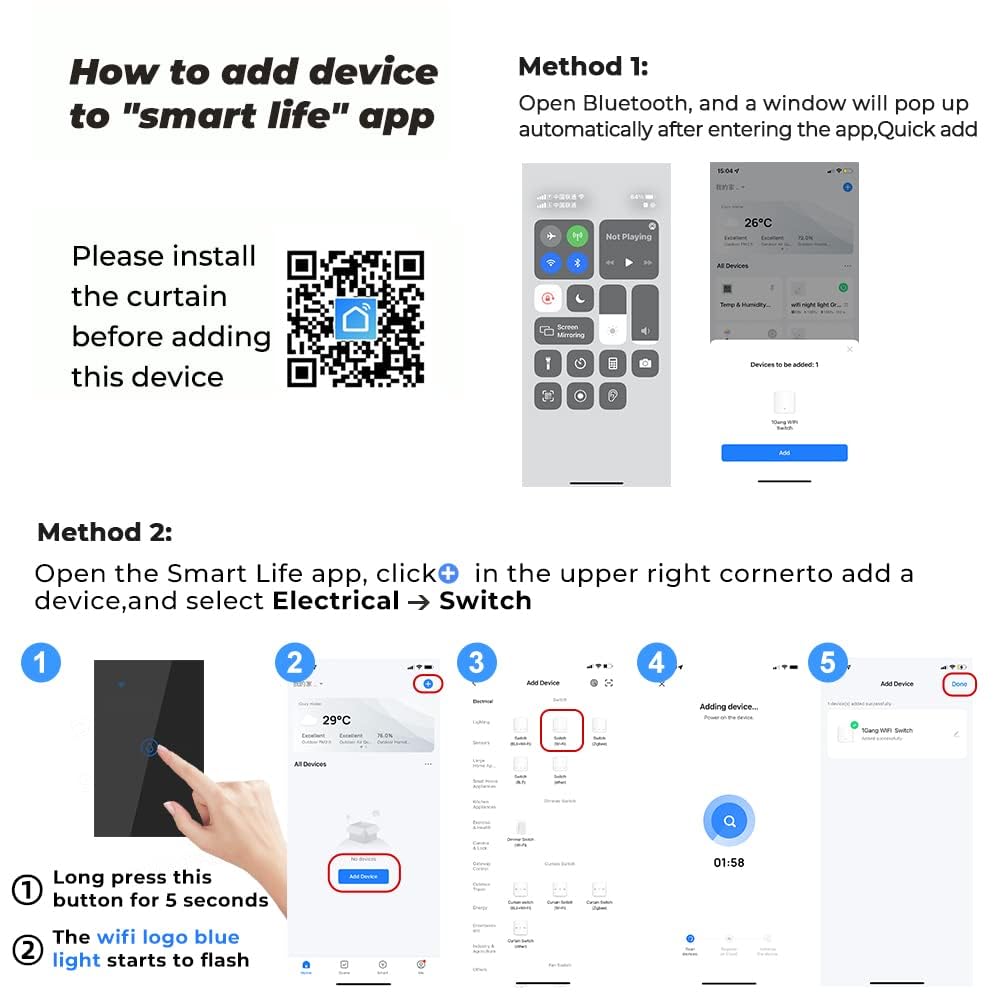 40Amp Smart Water Heater Switch, 100/240V, 8000W, Requires Neutral Wire, 2.4GHz Wi-Fi, Compatible with Alexa & Google Home, Upgraded (No Ground Wire), Pearl White