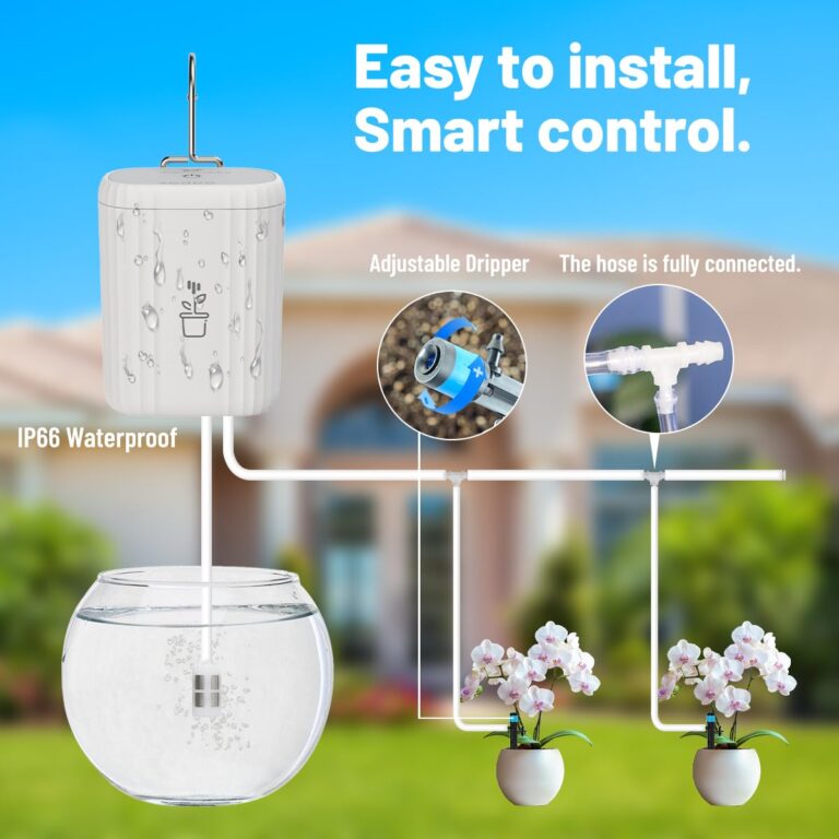 Automatic Plant Watering Devices for Indoor/Outdoor, GreenVation 2.4GHz WiFi Sprinkler Timer Self Watering System for Potted Plants, Smart Auto Drip Irrigation Kit for Garden