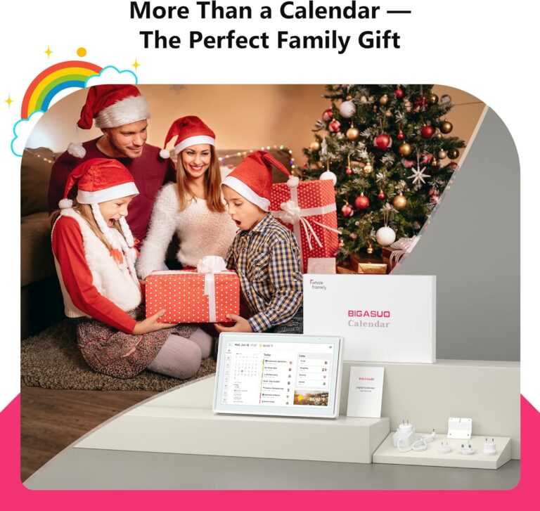 BIGASUO 10.1″ Digital Calendar, Smart Touchscreen Interactive Display, Electronic Organizer for Monthly, Weekly & Daily Agenda, Chore Chart, Meal Planner, To Do List, Family Schedules, Picture Frame
