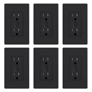 ELEGRP Smart in-Wall Outlet, 2.4GHz Wi-Fi Smart Receptacle Compatible with Alexa and Google Assistant, Tamper Resistant, 2 Individually Controlled Outlets, No Hub Required, UL Listed, Black, 6 Pack