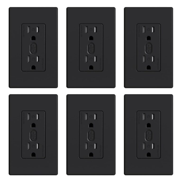 ELEGRP Smart in-Wall Outlet, 2.4GHz Wi-Fi Smart Receptacle Compatible with Alexa and Google Assistant, Tamper Resistant, 2 Individually Controlled Outlets, No Hub Required, UL Listed, Black, 6 Pack