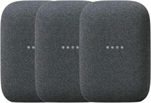 Google Audio (3-Pack) Smart Speakers – Wireless Bluetooth & Wi‑Fi Home Speaker Bundle with Powerful Stereo Sound, Multi-Room Audio Assistant Voice Control