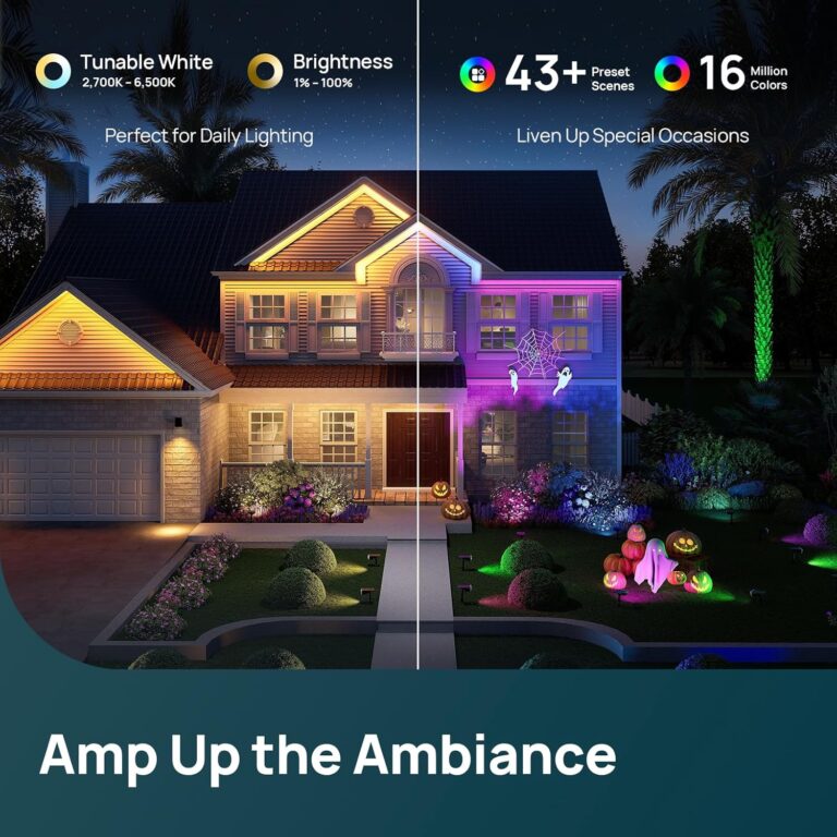 Linkind Smart Solar Spot Lights Outdoor SL5C, Solar Lights Outdoor Spotlight Color Changing APP/Voice Control Landscape Lighting, IP67 Halloween Decorations for Yard, Garden, Pathway(2 Pack)