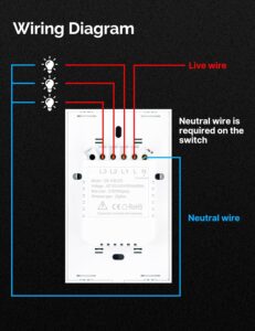 MOES Matter Wi-Fi Smart Light Switches Touch Glass Design, Needs Neutral Wire, Single Pole, 2.4GHz, Remote & Voice Control with Alexa, Google Home & Siri, Supports Timer and Schedule, White 3 Gang