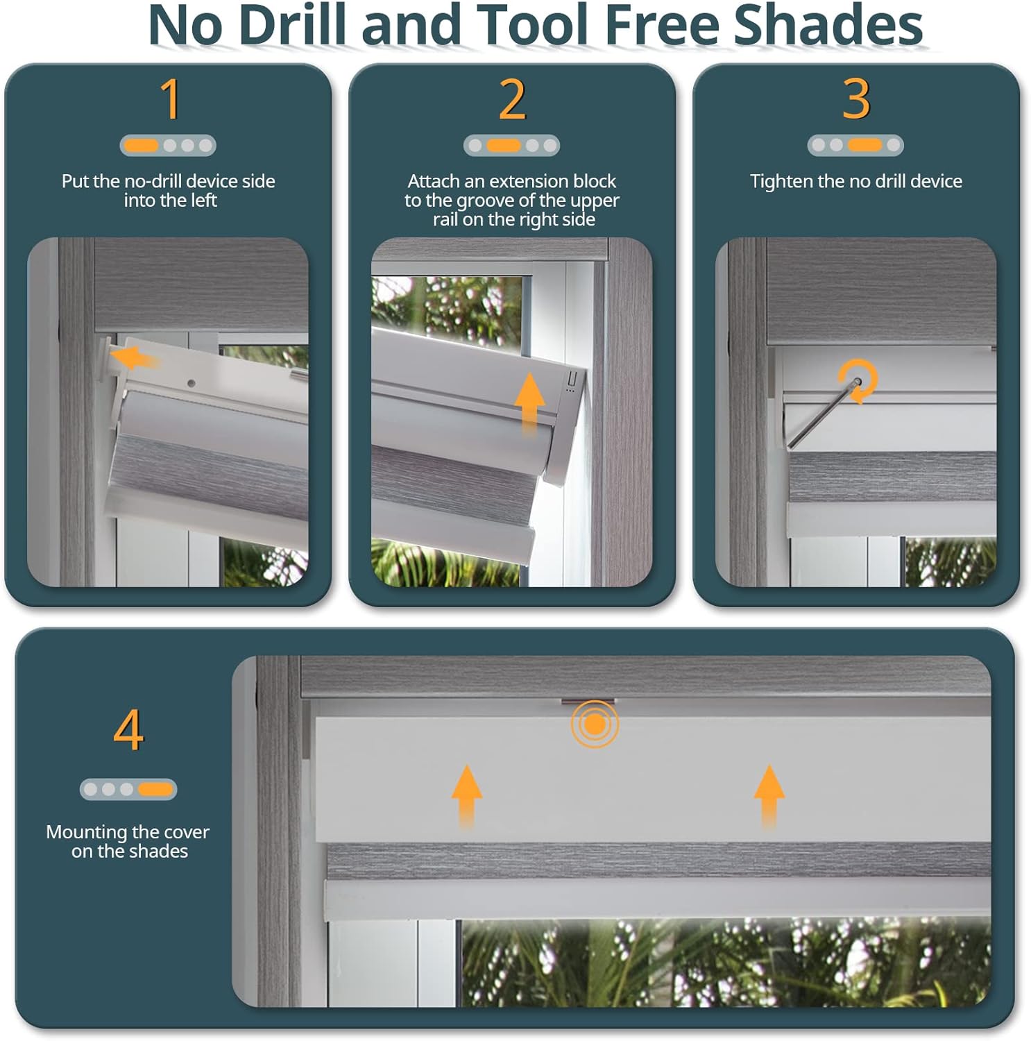Motorized Blinds No Drill Automatic Blinds for Windows Cordless Roller Shades Electric Blinds with Remote Control Smart Blinds (Grey, 34.5 x 72)