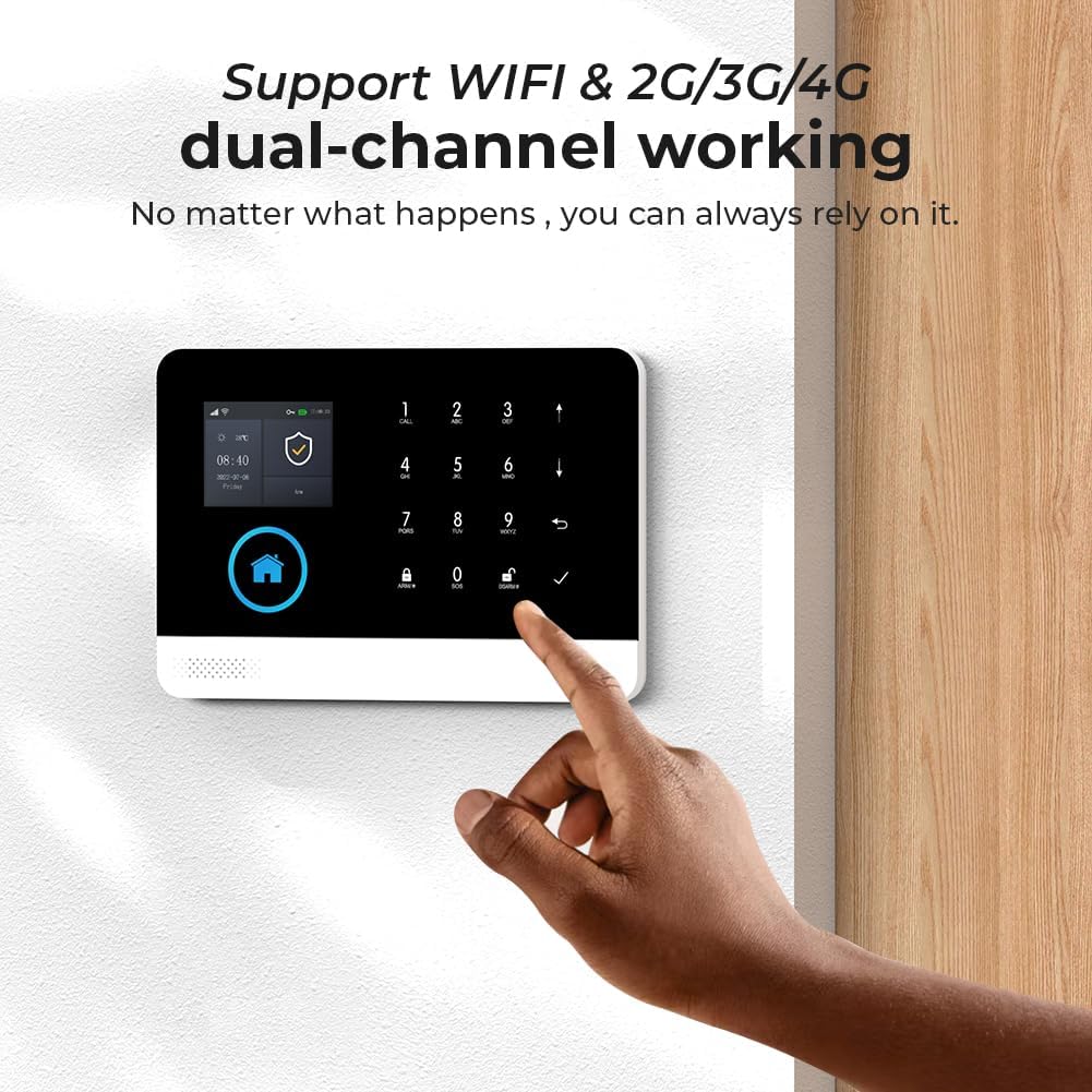 PGST Wireless Home Alarm System, 24-Piece Kit with Phone APP Alert, Door Sensor, Siren, Remote, Motion Detector, Compatible with Alexa (103-F)