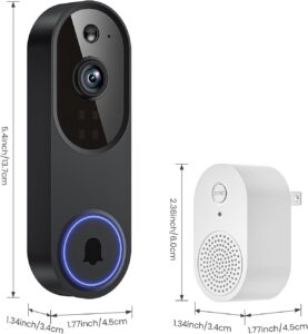 Smart Video Doorbell Camera with AI Motion Detection, Night Vision, Cloud Storage, 2 Way Audio, Battery Powered, 2.4GHz Wi-Fi Only