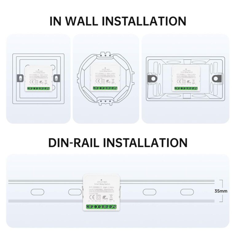 VEXA Smart WiFi Switch, No Neutral Wire Needed, Compatible with Alexa & Google Home, Energy Monitoring & Overload Protection, for Lights, Fans, Water Heaters (16A, AC 110-240V DC 24-30V)