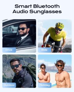 XO Simple is Beauty Smart Bluetooth Glasses,Built-in Mic & Speakers,Smart Wireless Headphone Sunglasses for Men and Women,Athletic/Outdoor UV Protection and Voice Control,Unisex(Black)