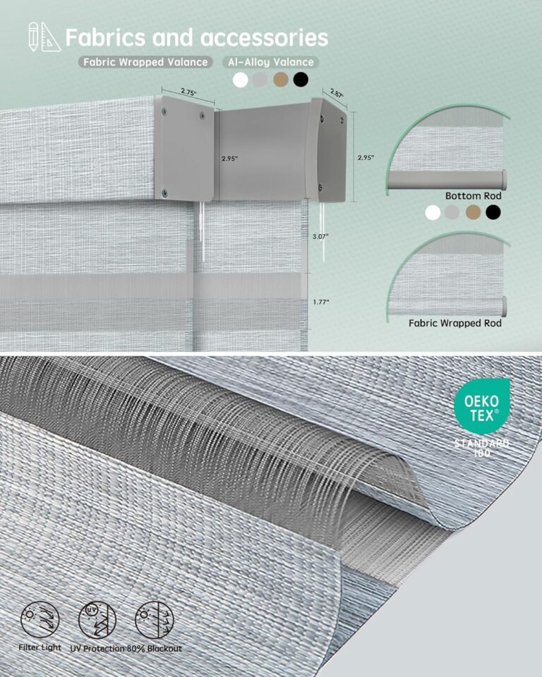 Yoolax Motorized Blinds with Remote, Electric Zebra Blinds for Indoor Windows, Blackout Smart Shades with Voice Control, Compatible with Alexa Google Home, APP Control, 34″ W x 72″ H, White