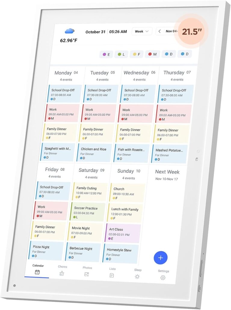 10.1″ Digital Calendar, Meal Planner, Duty Chart, to Do List,HD Smart Touch Screen Home Interactive Smart Electron Calender – Built-in Digital Photo Frame Function (white, 10.1)