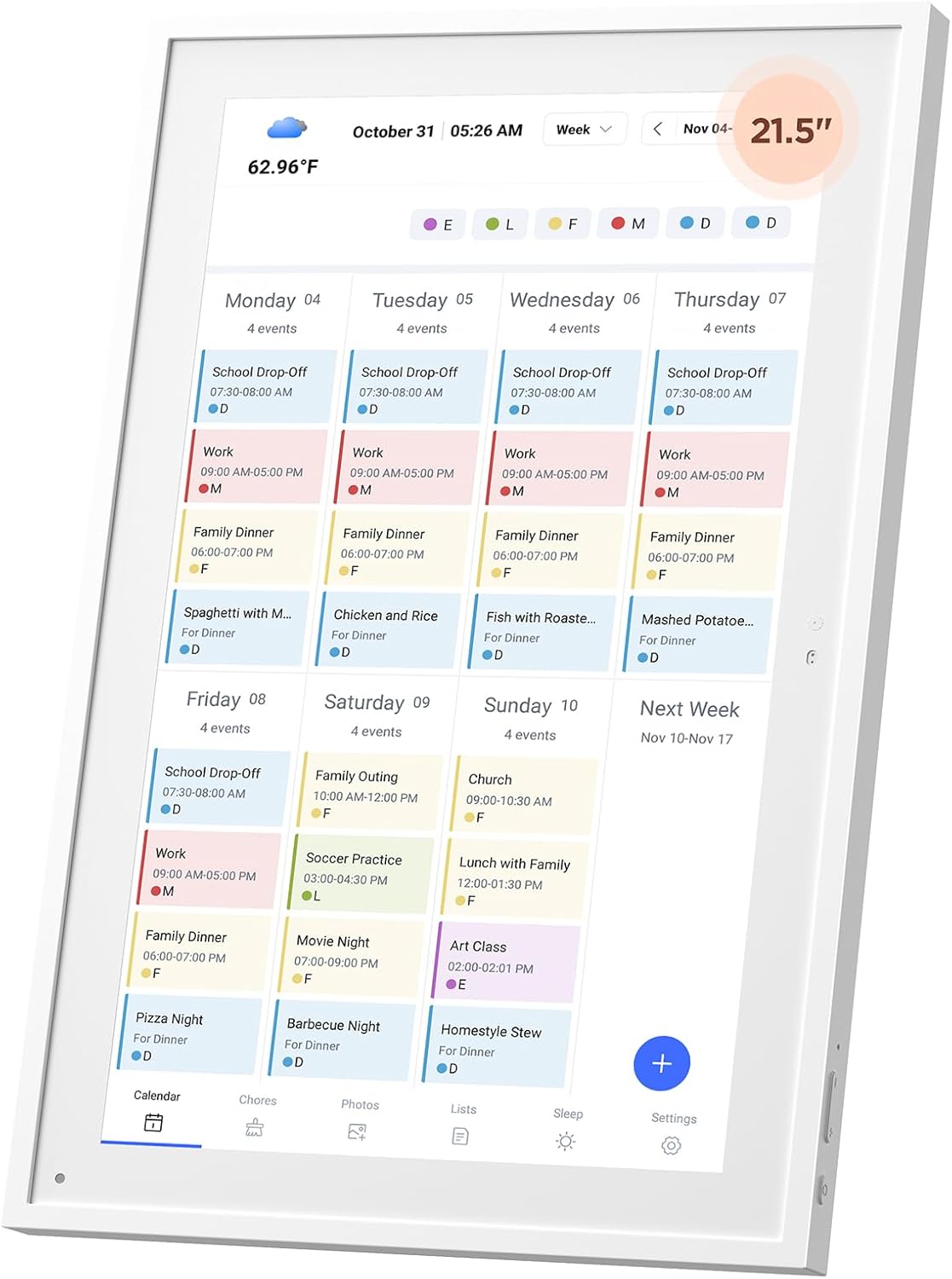10.1″ Digital Calendar, Meal Planner, Duty Chart, to Do List,HD Smart Touch Screen Home Interactive Smart Electron Calender – Built-in Digital Photo Frame Function (white, 10.1)