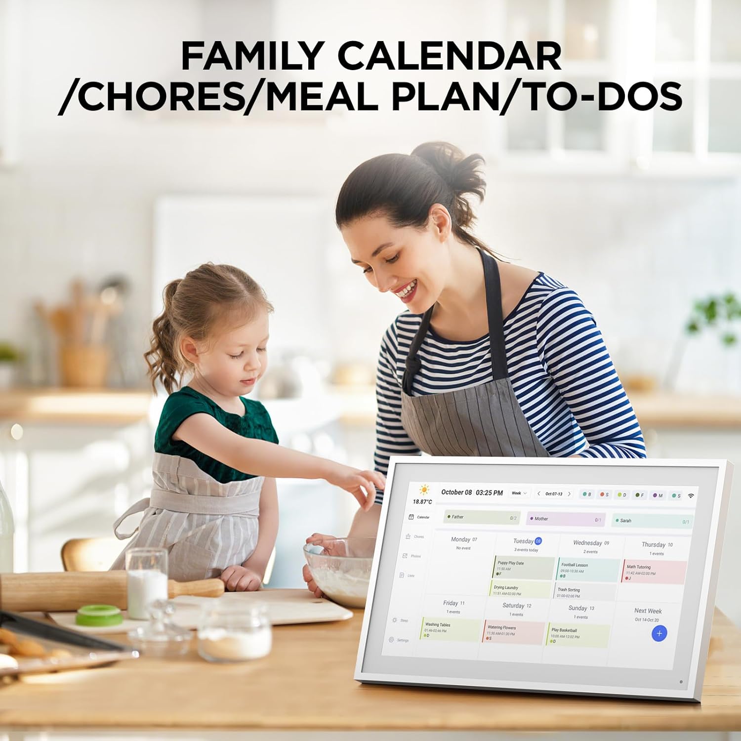 10.1 Inch Smart Digital Calendar, Electronic Desk Calendar, 1920 * 1080 IPS Full HD Touch Screen Display for Family Meal Planner Support – Streamline Household Organization