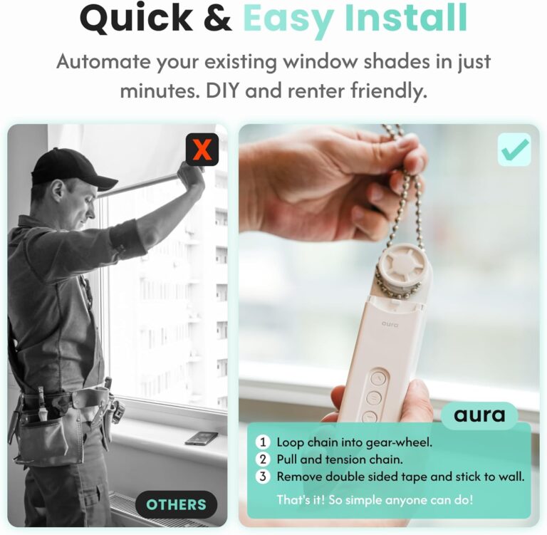 Aura Roller Smart Shade Driver, Remote Control & WiFi Dongle | Automate Existing Blinds | Beaded Window Shade Compatible | Rechargeable Long-Life Battery | Set Up Schedules | Hands Free Voice Control
