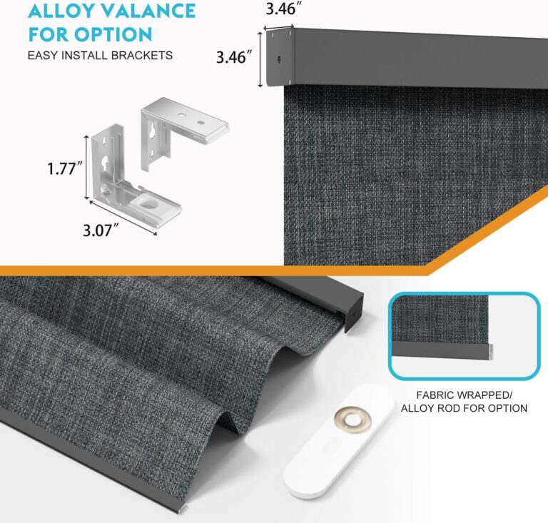 Blindify Motorized Blinds with Remote, Smart Roller Shades Compatible with Alexa, Automatic 100% Blackout Blinds Durable Rechargeable Battery Solar Power Customized Size Blackout Fabric Swatch