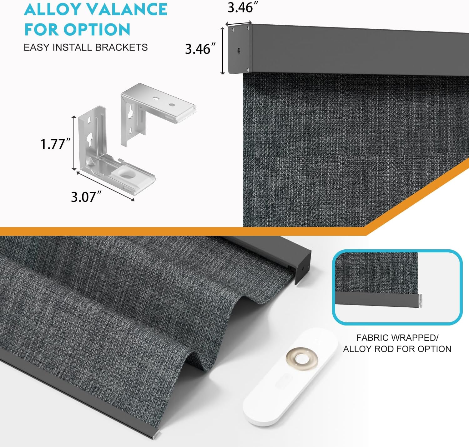 Blindify Motorized Blinds with Remote, Smart Roller Shades Compatible with Alexa, Automatic 100% Blackout Blinds Durable Rechargeable Battery Solar Power Customized Size Blackout Fabric Swatch