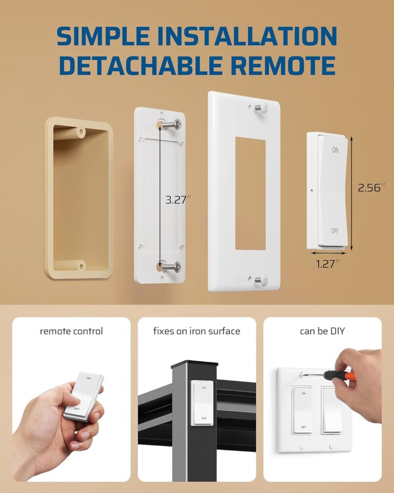 DEWENWILS Wireless Light Switch and Receiver Kit, 15A, No Wiring, No Interference, 100FT Range, Expandable Remote Control Wall Switches for Lamp, Ceiling Light, Fan, 1 Transmitter+1 Receiver