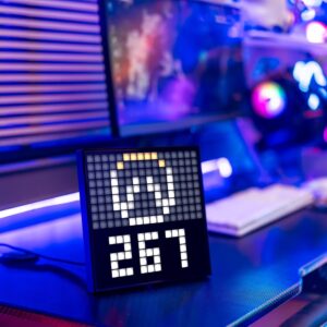 Divoom Pixoo-16, 16x16 Pixel Art Digital Frame, WiFi Connected Smart Display with App Control for Custom Animations, Clock, Weather, Social Tracker for Gaming Room Desk Setup & Wall Decor