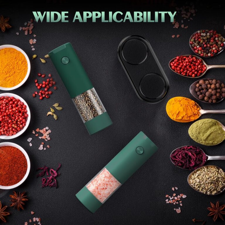 Electric Salt and Pepper Grinder Set Automatic Battery Pepper Mill Shakers Adjustable Coarseness Upgraded Larger Capacity with Led Home and Kitchen Appliances for New House Warming Gifts