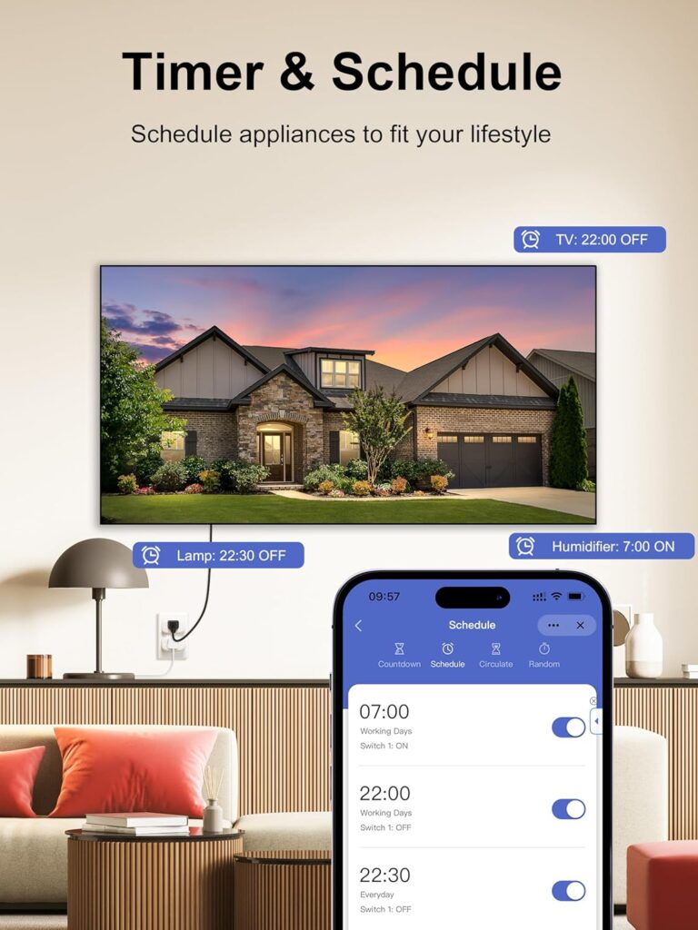 Elelink Smart Plug, Smart Plugs That Compatible with Alexa & Google Home, Smart Outlet with Retome Control, Timer & Schedule, WiFi Outlet for Home, No Hub Required, 2.4GHz Wi-Fi Only, 4 Pack
