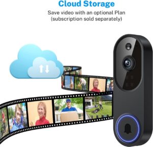 SnapGlow Wireless Video Doorbell Camera, Battery Powered, AI Human and Motion Detection, 2 Way Talk, Night Vision, Cloud Storage, Live View, Indoor/Outdoor Surveillance