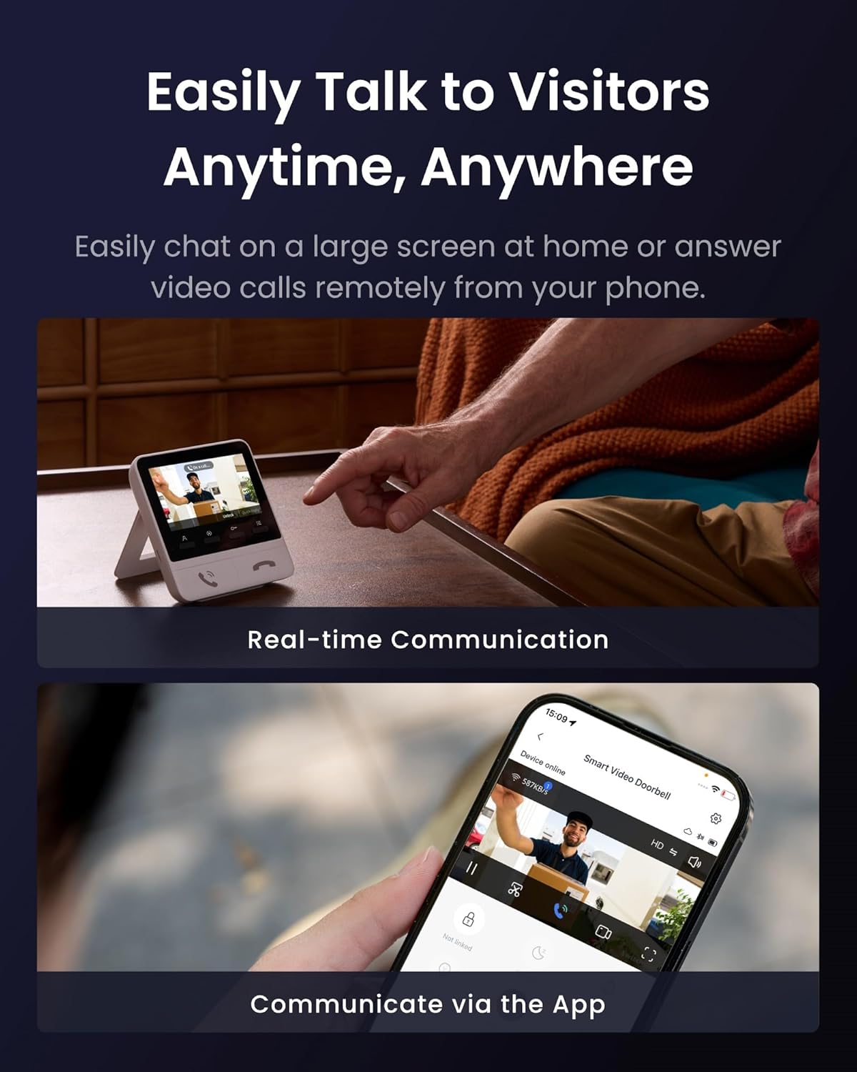 SwitchBot Video Doorbell Camera Wireless with Monitor, No Subscription, 4.3 Inch Screen, Battery Powered, Head-to-Toe View, 2K FHD, 2-Way Audio, Motion Detection, Works with Alexa/Goole/Home Assistant