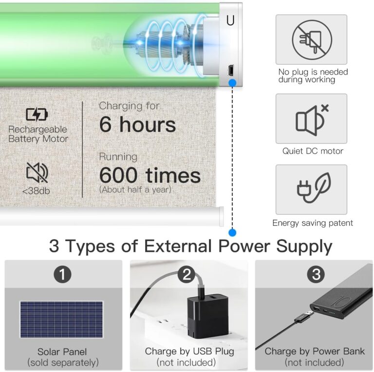 Tokblind Motorized Roller Shade with Remote Control, Blackout Electric Shade for Windows Compatible with Alexa Google via Hub, Rechargeable Smart Window Blind Customized Size (Texture White)