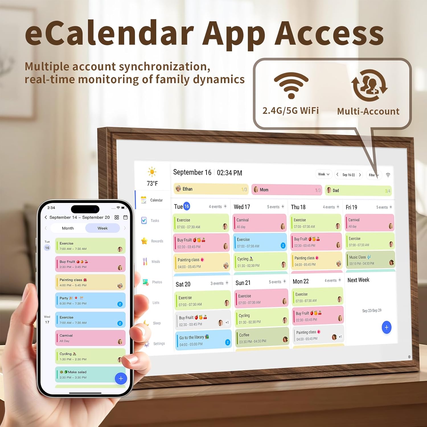 10.1 Inch Digital Calendar Chore Chart with Touchscreen – Full HD Interactive Display, Wall & Desk Mountable Family Planner, to-Do List & Meal Planner, Digital Picture Frame Gifts for Women Mom