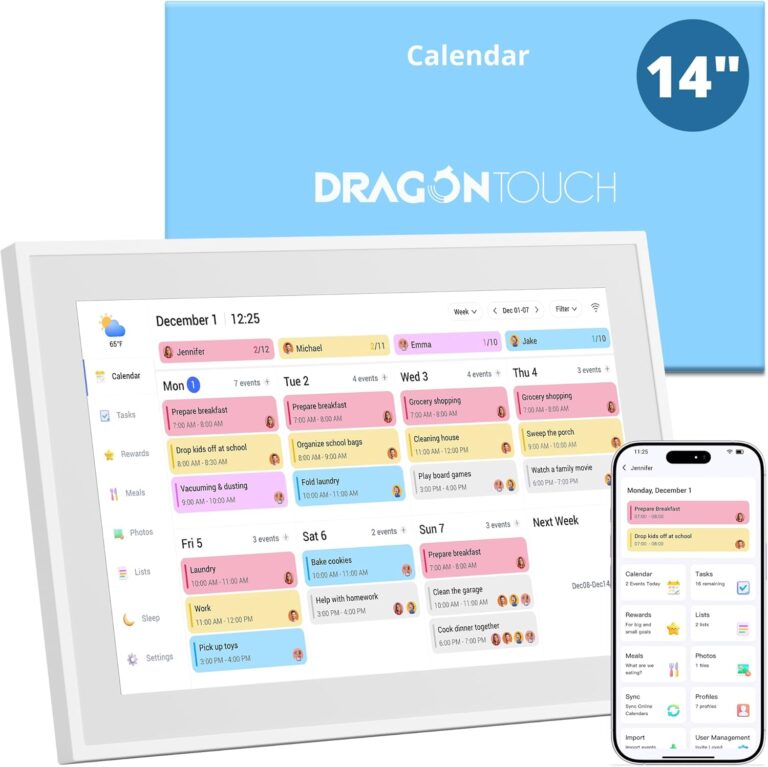Dragon Touch 10.1” WIFI Digital Picture Frame – 1280*800 HD IPS Touch Screen Digital Photo Frame Display, Auto-Rotate, Share Photos/Videos Instantly via Free App Best Gifts for Birthday, Wedding, Mom