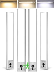 EZVALO 4-Pack Under Cabinet Lights, 2300mAh Rechargeable Motion Sensor Light Indoor, Wireless Closet Lights Battery Operated, with 3 Color Temps, Dimmable, Magnetic, for Kitchen, Stair, Pantry(8inch)