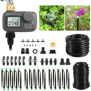 Gobelief Smart Drip Irrigation System, Adjustable Timed Watering for Raised Beds & Potted Plants, Includes Leak-Resistant Tubing Kit (5/16” & 1/4”)