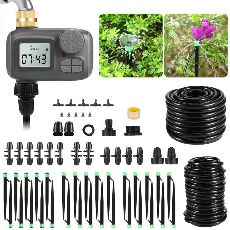Gobelief Smart Drip Irrigation System, Adjustable Timed Watering for Raised Beds & Potted Plants, Includes Leak-Resistant Tubing Kit (5/16” & 1/4”)