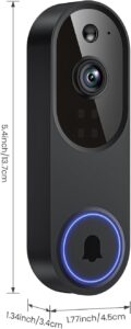 Orbitell Wireless Wi-Fi Video Doorbell Camera with Two Way Audio, Night Vision, Cloud Storage, Smart AI Motion Detection, Support 2.4GHz Wi-Fi only