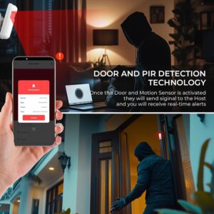 PGST Home Alarm System,Smart Home Security Systems with Instant Tuya App Alerts,8 Pieces Door Alarm Kits Siren Hub with Motion and Door Sensors,Remote,Work with Alexa for Villa,Apartment,Kids Safety