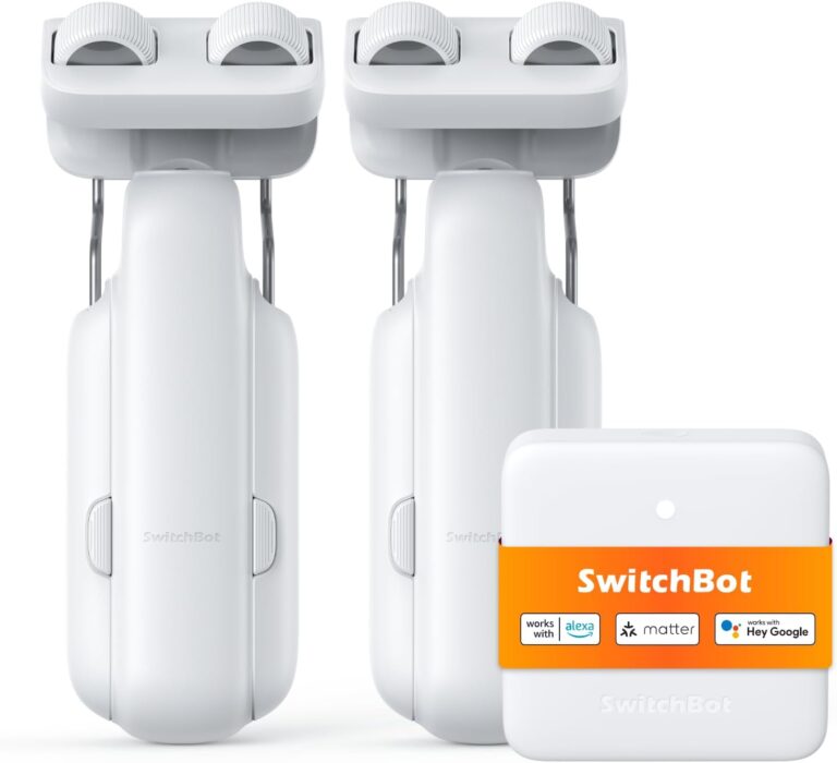 SwitchBot 2025 Automatic Curtain Opener 3 Rod-Bluetooth Remote Control, WiFi&Smartphone Control, Upgraded High-Performance, Add Hub to Work with Alexa, Google Home, HomeKit