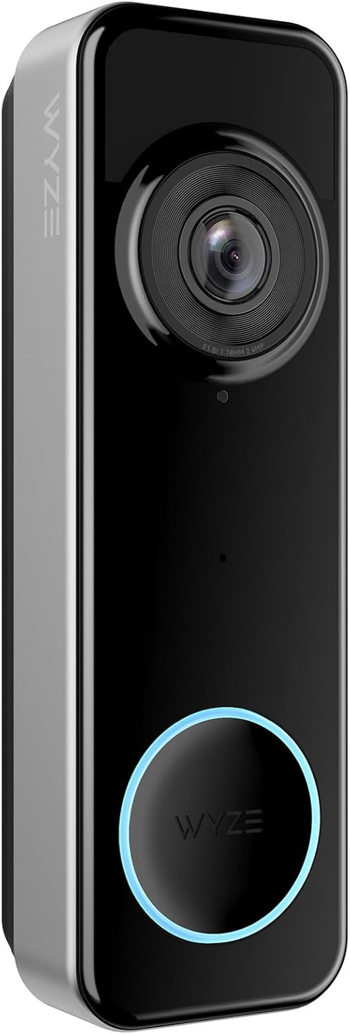 Wyze Battery Video Doorbell Wireless Camera, 1536×1536 HD+ with Color Night Vision, 2-Way Audio, 1:1 Head-to-Toe View, Person/Vehicle/Package Monitor, Wire-Free/Wired Option, 1 Minute Easy Setup
