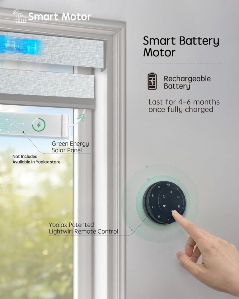 Yoolax Motorized Blinds with Remote, Electric Zebra Blinds for Indoor Windows, Room Darkening Smart Shades with Voice Control, Compatible with Alexa Google Home, APP Control, 35″ W x 72″ H, White