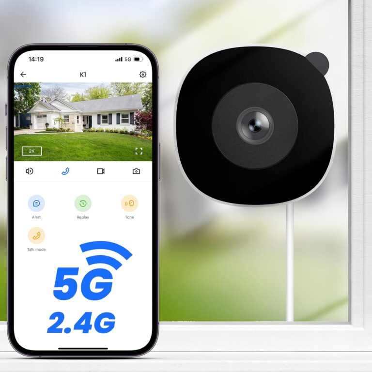2K No Drill Window Camera-2 Pack 2.4Ghz & 5Ghz WiFi Cameras for Home Security for Indoor & Outdoor Monitoring, Anti-Glare Color Night Vision, Human Detection, 24/7 Recording, Perfect for Apartment, K1
