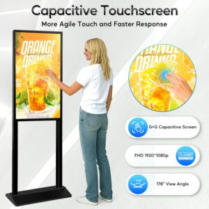 32 Inch Digital Signage Kiosk FHD 1080P G+G Capacitive Touchscreen Advertising Display 700 nits High Brightness Digital Menu Board for Restaurants/Stores