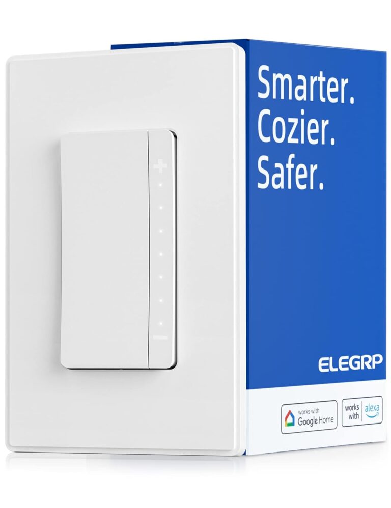 ELEGRP Smart Dimmer Light Switch DPR30, 2.4GHz Wi-Fi Dimmer Switch Compatible with Alexa/Google Assistant, Single Pole/3 Way, Needs Neutral Wire, No Hub Required, UL and FCC Listed, White, 10 Pack