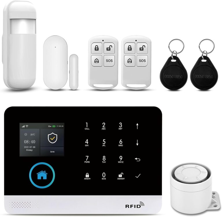 PGST Wireless Home Security System, 17-Piece Kit, Outdoor Camera, Phone APP Alert, Door Sensor, Siren, Remote, Motion Detector, Compatible with Alexa (103-D-T53)