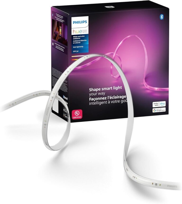 PHILIPS Hue Indoor 10 Ft Smart RGBWW LED Solo Lightstrip Base Kit, 1 Pack, Control with Hue App, LED Strip Lights Compatible with Alexa, Google Assistant and Apple HomeKit