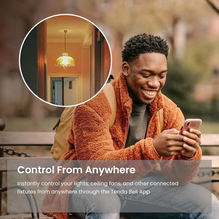 Beli SS6 Smart Light Switch,Tenda 2.4GHz WiFi Light Switch | Compatible with Alexa&Google Assistant | Remote Control | Single Pole | Neutral Wire Required | No Hub Required | ETL/FCC Certified,White