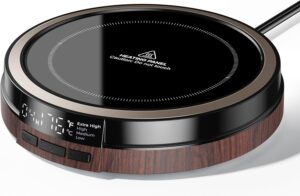 Coffee Mug Warmer for Desk, 50W Fast Heating Cup Warmer with Smart Display, 4 Temps & 12H Timer, Auto Shut Off for Tea, Milk, Hot Drinks - Wood Effect