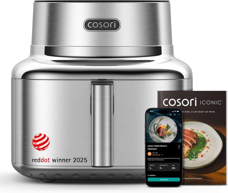 Cosori 9-in-1 TurboBlaze Air Fryer 6 Qt, Smart Control, 90°–450°F, Shake Reminders, Precise Heating for Even Results, Air Fry, Roast, Bake, Broil, Dry, Frozen, Proof, Reheat, Keep Warm, 120V, Cream