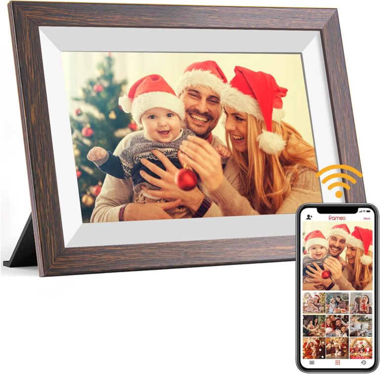 Frameo Digital Picture Frame, 10.1 Inch Smart WiFi Digital Photo Frame Electronic with 1280×800 HD IPS Touch Screen, Auto-Rotate, Wall Mountable, Share Photos/Videos Instantly via Frameo App