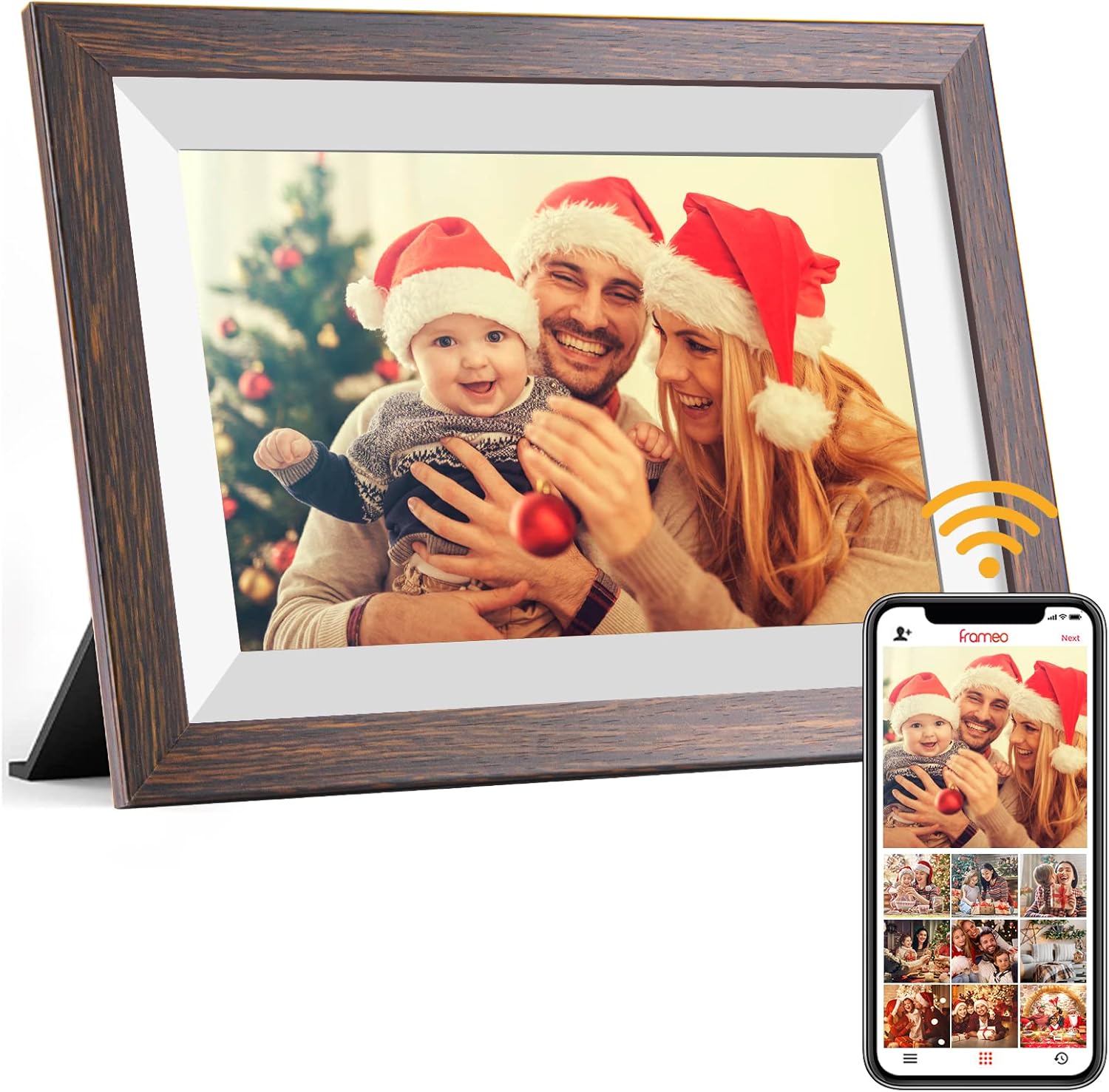 Frameo Digital Picture Frame, 10.1 Inch Smart WiFi Digital Photo Frame Electronic with 1280×800 HD IPS Touch Screen, Auto-Rotate, Wall Mountable, Share Photos/Videos Instantly via Frameo App