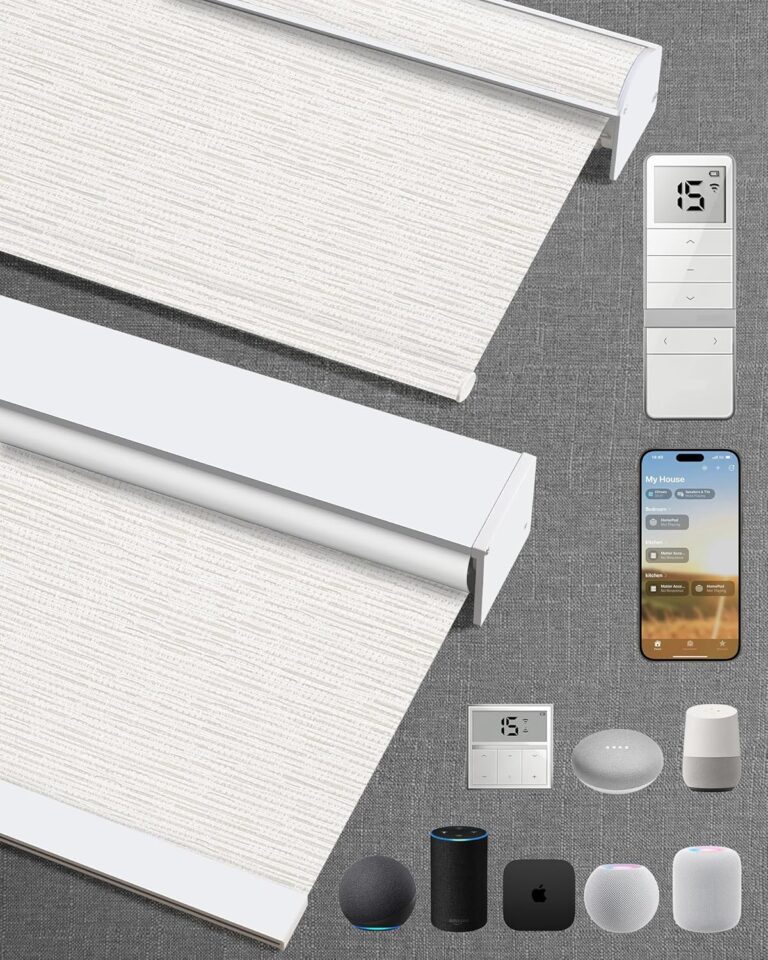 Kincmo Motorized Blinds with Remote,100% Blackout Motorized Roller Shades Work with Apple Homekit,Alexa,Google, Custom Electric Blinds with App,Voice Control (A Set Blackout Multicolor Fabric Samples)