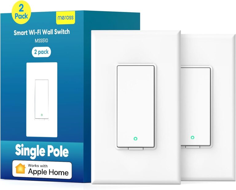 meross Smart Light Switch 4 Pack Supports Apple HomeKit, Siri, Alexa, Google Assistant & SmartThings, Single Pole Light Switch, Neutral Wire Required, Remote Control Schedule, 2.4GHz Wi-Fi